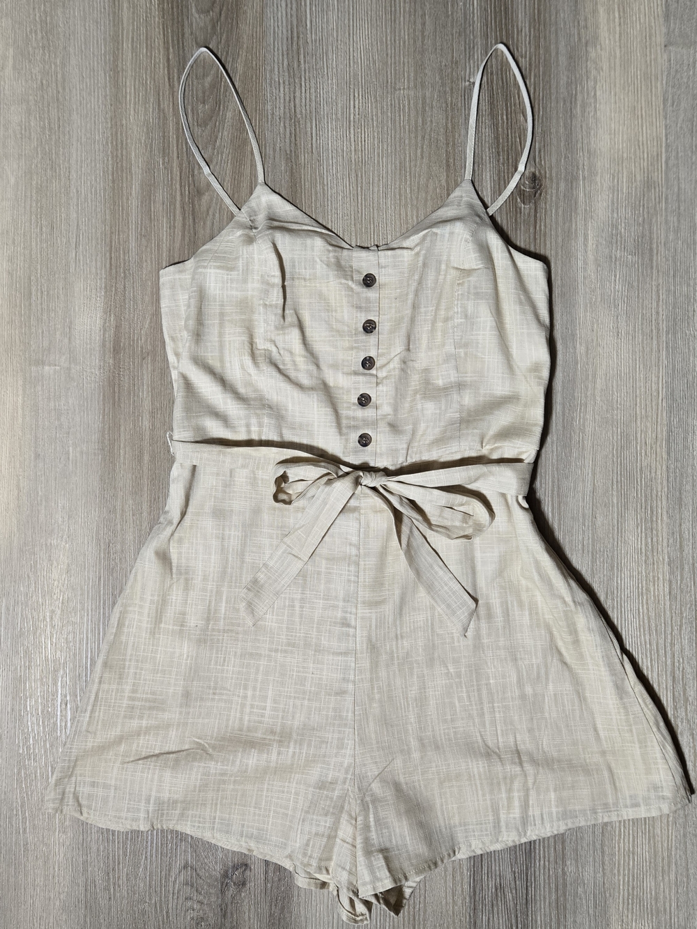 Cream Tie-Waist Romper